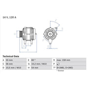 Bosch Car Alternator 12V 0 986 044 410