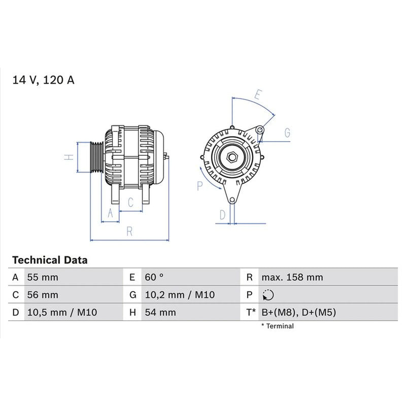 Bosch Car Alternator 12V 0 986 044 410