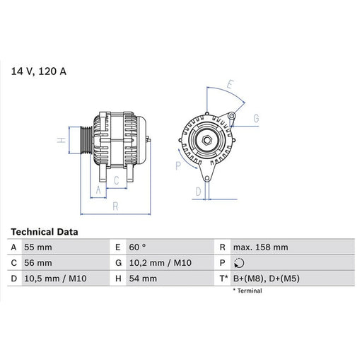 Bosch Car Alternator 12V 0 986 044 410