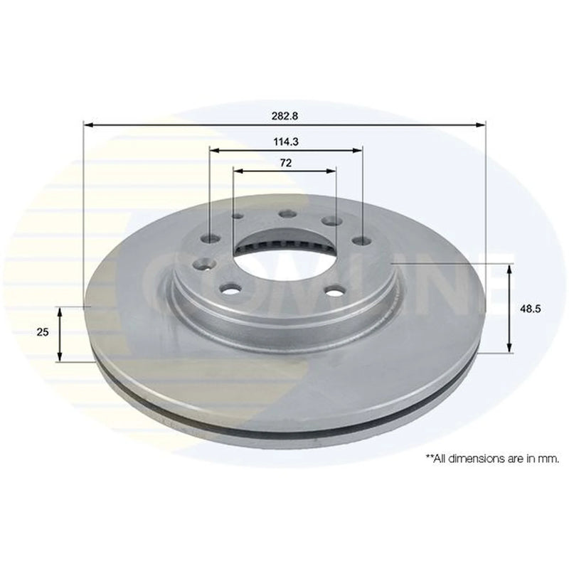 Comline 2 x Vented Front Brake Discs ADC0445V-x2