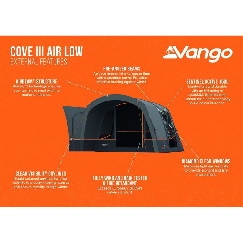 Vango Cove III Air Low Drive Away Awning Low Cloud Grey - Vango - Van Life Living