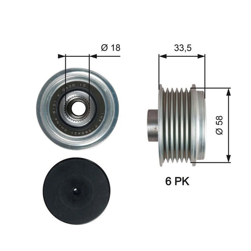 Gates Alternator Overrunning Freewheel Clutch OAP7210