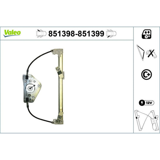 Valeo Electric Window Regulator Lifter Left Rear 851398