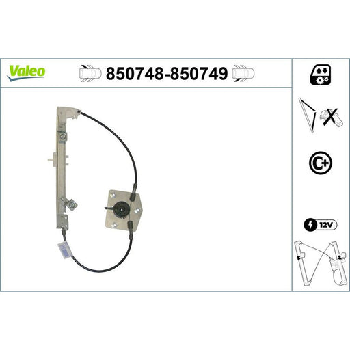 Valeo Electric Window Regulator Lifter Right Rear 850749