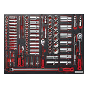 Sealey Tool Tray with Socket Set 91pc 1/4" 3/8" & 1/2"Sq Drive TBTP02 Sealey  - Town Parts
