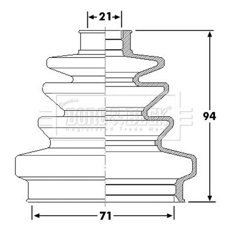 Borg & Beck Drive Shaft Bellow Kit transmission sided BCB6257