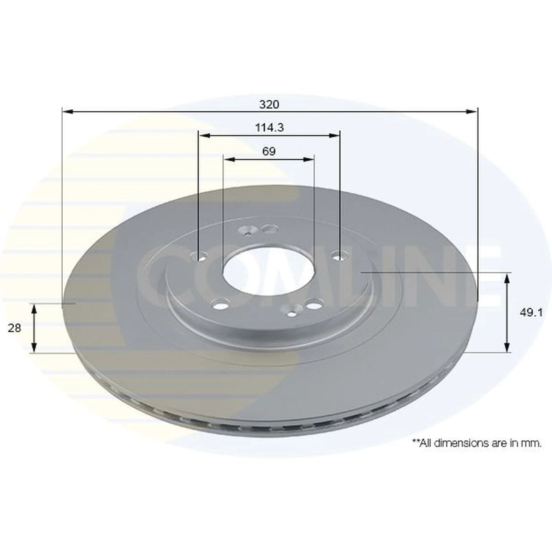 Comline 2 x Vented Front Brake Discs ADC2825V