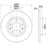 DON 2 x Solid Rear Brake Discs PCD19712-x2