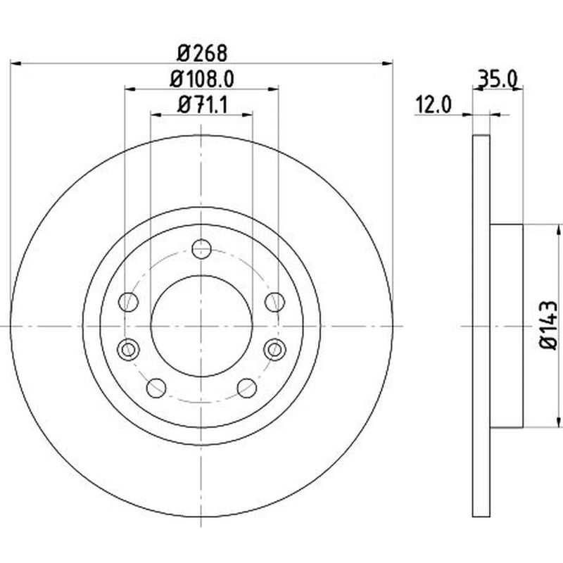 DON 2 x Solid Rear Brake Discs PCD19712-x2