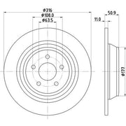 DON 2 x Solid Rear Brake Discs PCD22912-x2