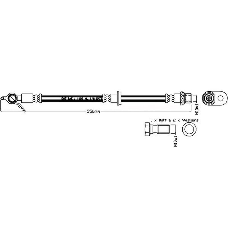 Juratek Brake Hydraulic Hose Line Front Right JBH1230R