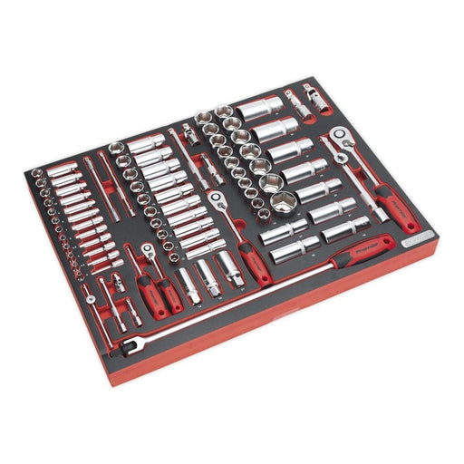 Sealey Tool Tray with Socket Set 91pc 1/4" 3/8" & 1/2"Sq Drive TBTP02 Sealey  - Town Parts