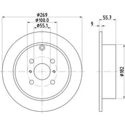 Mintex 2 x Solid Rear Brake Discs MDC1655-x2