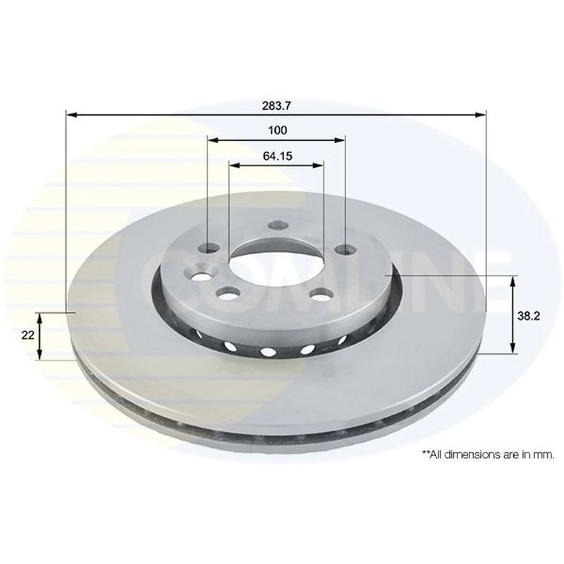 Comline 2 x Vented Front Brake Discs ADC1318V-x2