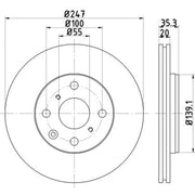 Mintex 2 x Externally Vented Front Brake Discs MDC1733C-x2