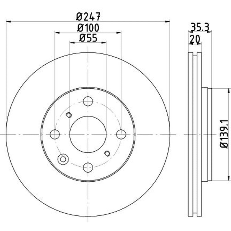 Mintex 2 x Externally Vented Front Brake Discs MDC1733C-x2