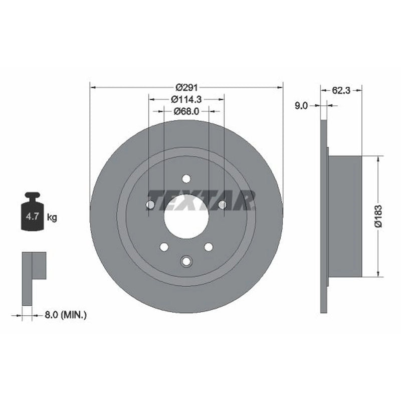Textar 2 x Solid Rear Brake Discs 92237103-x2