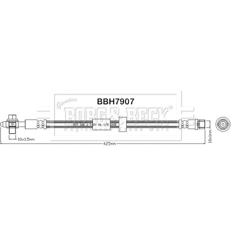 Borg & Beck Brake Hydraulic Hose Line Front Right BBH7907