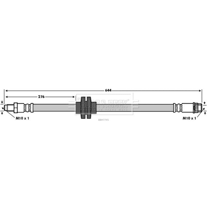 Borg & Beck Brake Hydraulic Hose Line Rear Right BBH7745