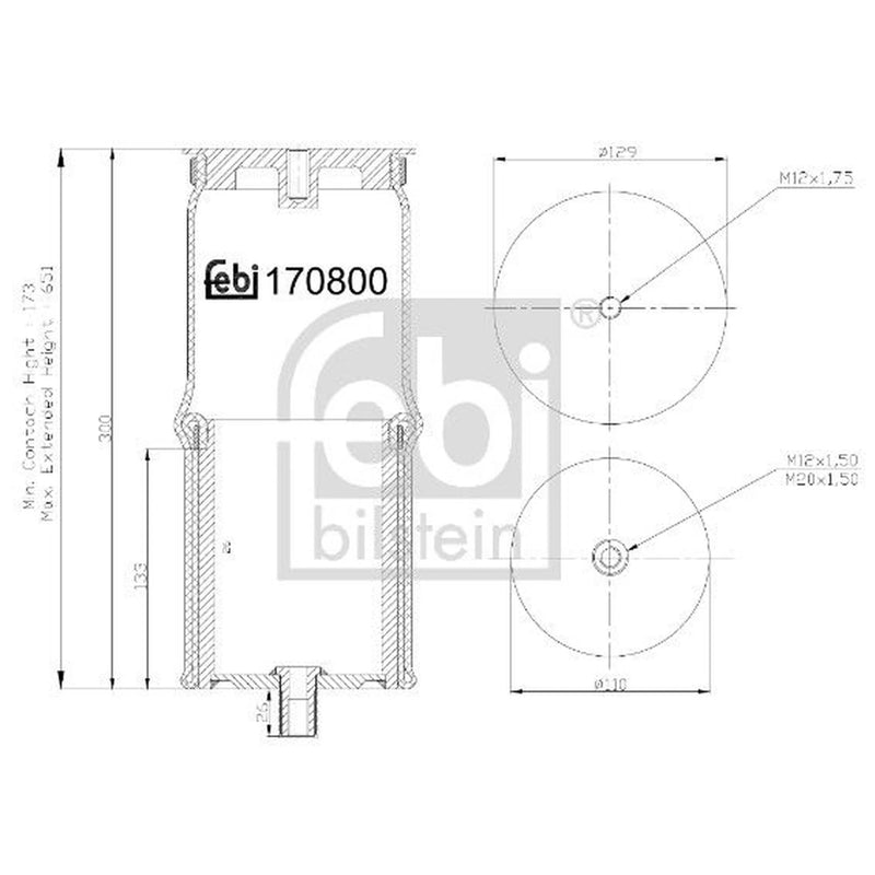 Febi Air Suspension Bellow 129mm 170800