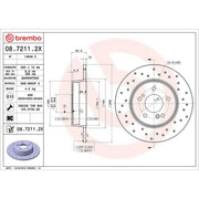 Brembo 2 x Perforated Rear Brake Discs 08.7211.2X-x2