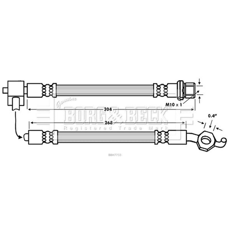 Borg & Beck Brake Hydraulic Hose Line Rear Right BBH7733