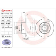 Brembo 2 x Solid Rear Brake Discs 08.5743.11-x2