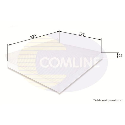 Comline Cabin Air Filter (Pollen Filter) EKF103