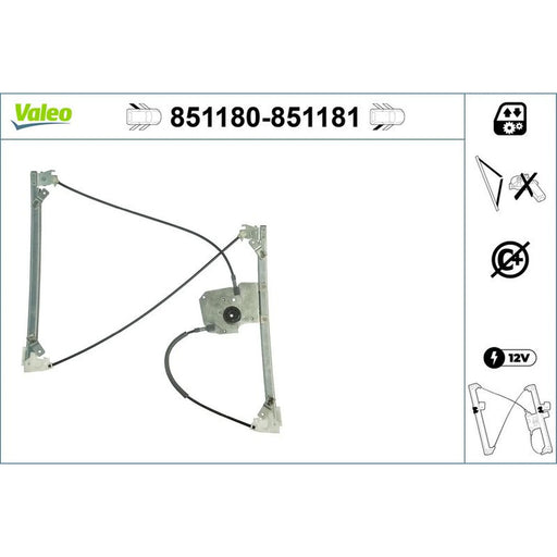Valeo Electric Window Regulator Lifter Left Rear 851180