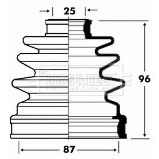Borg & Beck Drive Shaft Bellow Kit transmission sided BCB2832