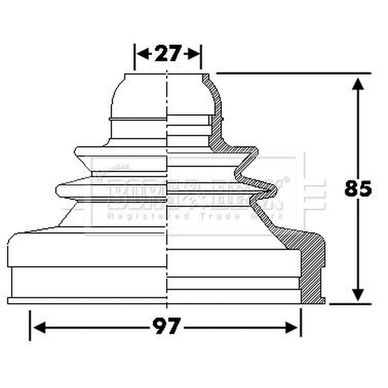 Borg & Beck Drive Shaft Bellow Kit transmission sided BCB6286