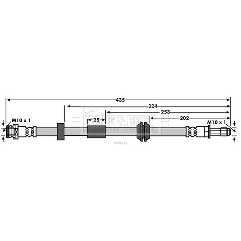 Borg & Beck Brake Hydraulic Hose Line Front Right BBH7921