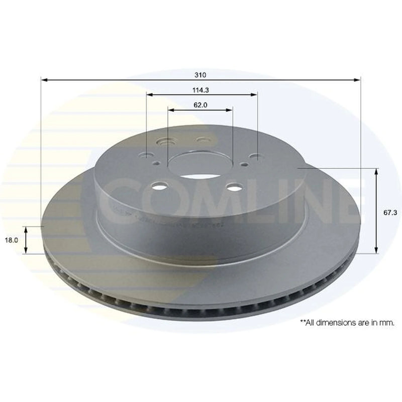 Comline 2 x Vented Rear Brake Discs ADC01123V-x2