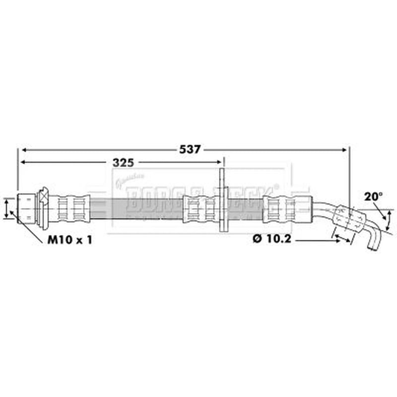 Borg & Beck Brake Hydraulic Hose Line Front Right BBH6853