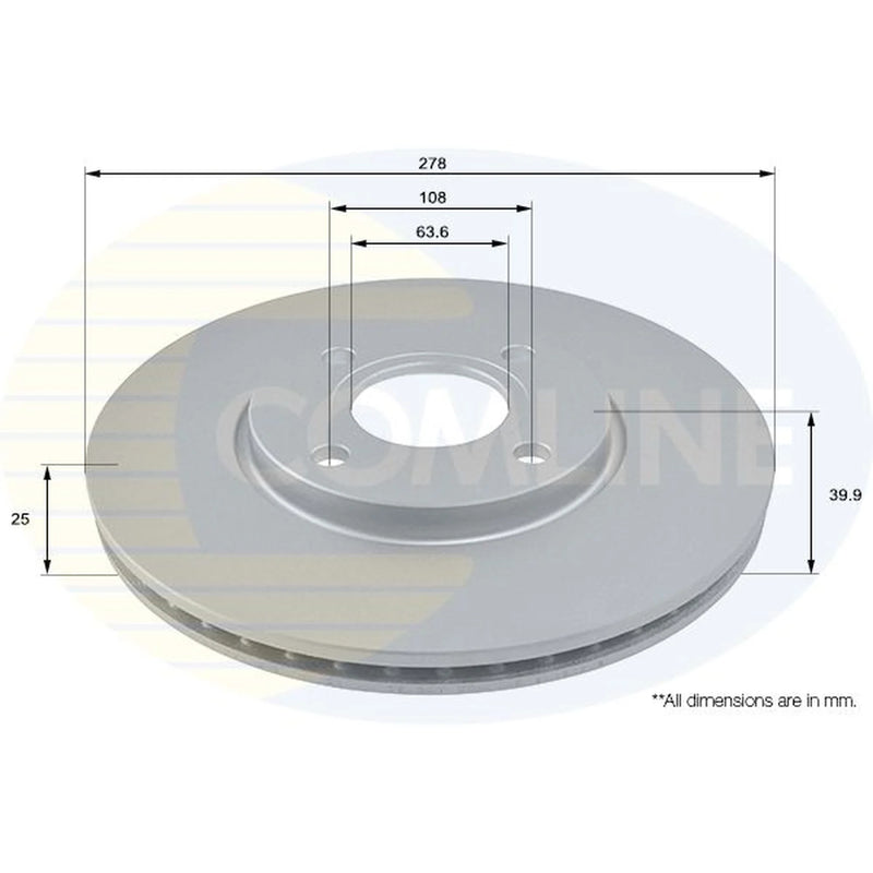 Comline 2 x Vented Front Brake Discs ADC1280V
