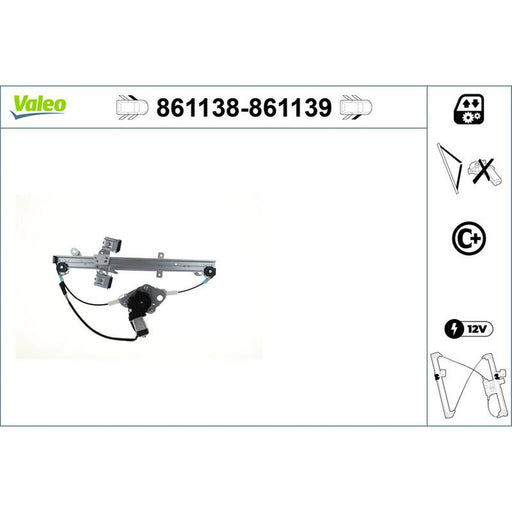Valeo Electric Window Regulator Lifter Right Front 861139