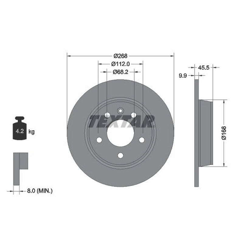 Textar 2 x Solid Rear Brake Discs 92074303-x2