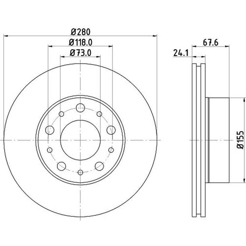 DON 2 x Vented Front Brake Discs PCD19632-x2