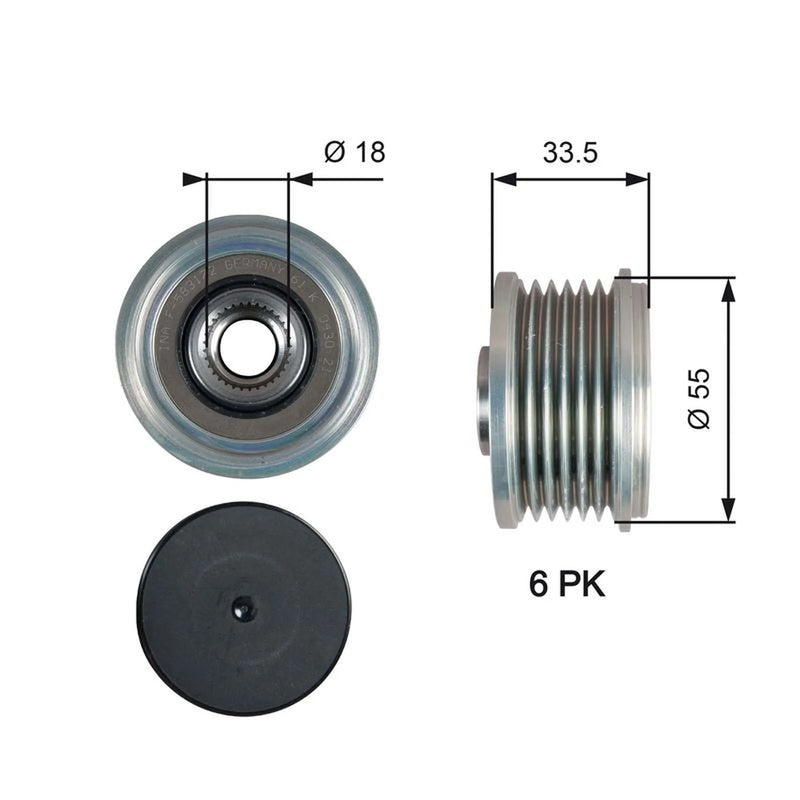 Gates Alternator Overrunning Freewheel Clutch OAP7216