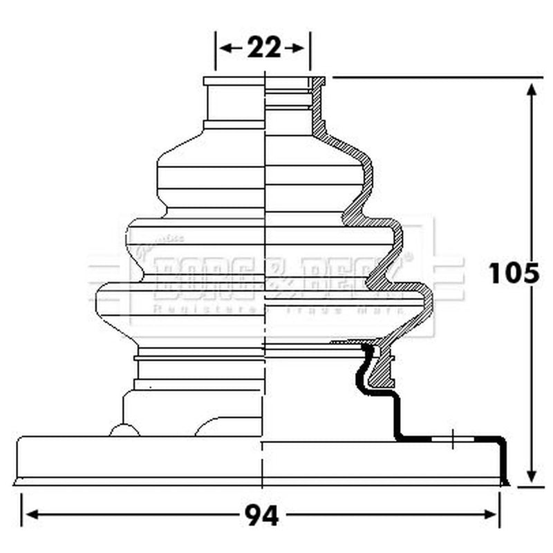 Borg & Beck Drive Shaft Bellow Kit transmission sided BCB6238