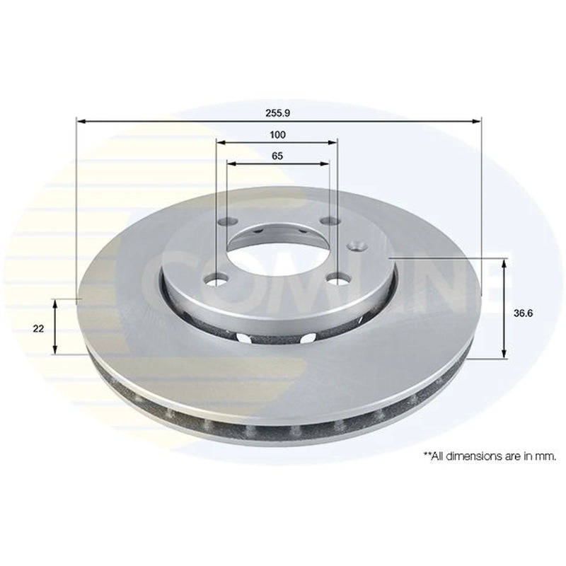 Comline 2 x Vented Front Brake Discs ADC2600V-x2