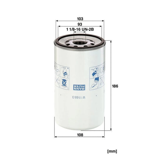MANN-FILTER Engine Oil Filter W 1168/3