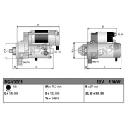 Denso Starter Motor 12V 1.1kW 10 Teeth fits Ford B-Max 2012-2017 1.4 1.6