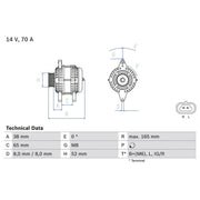 Bosch Car Alternator 12V 0 986 082 910