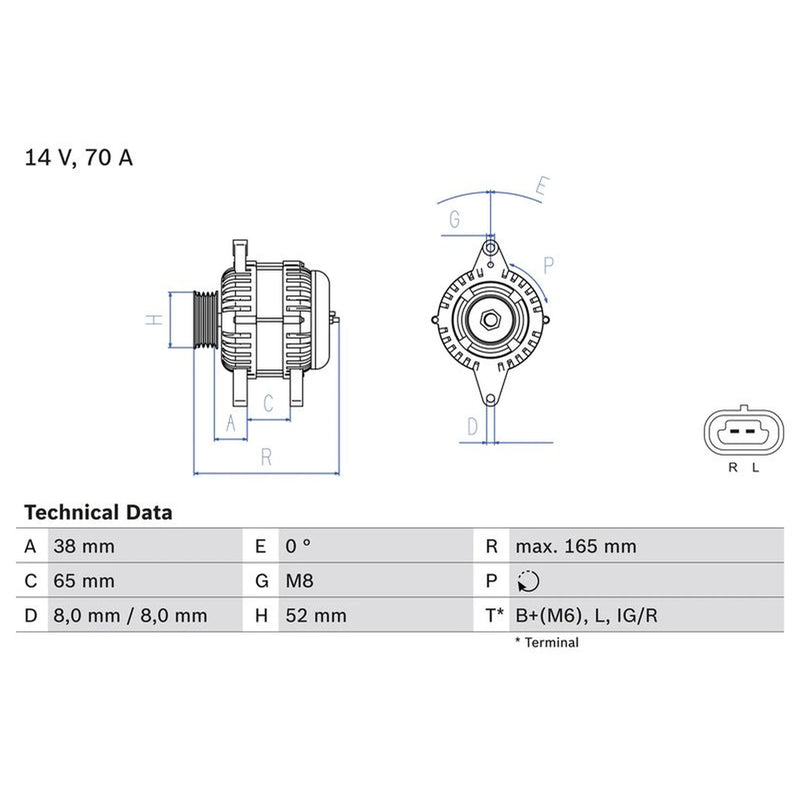 Bosch Car Alternator 12V 0 986 082 910