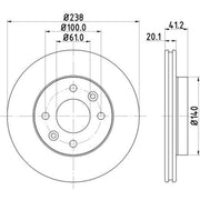Mintex Mintex Front Brake Disc Kit internally vented MDK0083