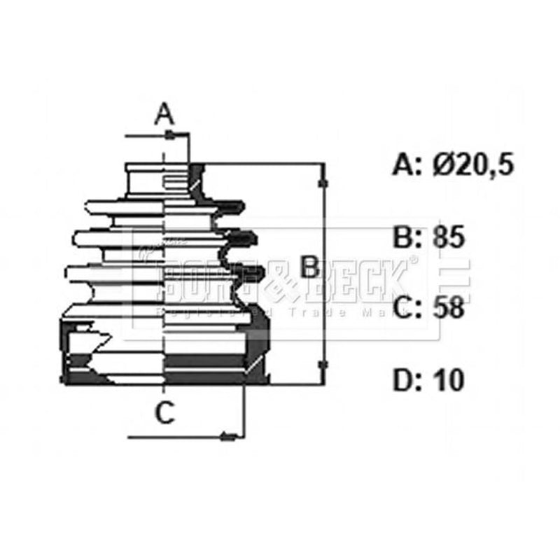 Borg & Beck Drive Shaft Bellow Kit transmission sided BCB6371