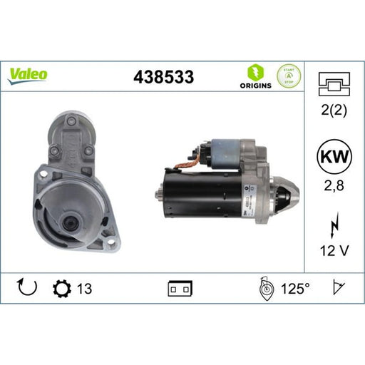 Valeo Starter Motor 12V 2.5kW 13 Teeth 438533