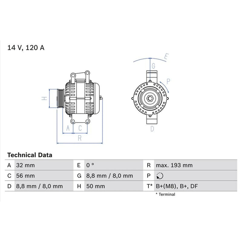 Bosch Car Alternator 12V 0 986 047 660