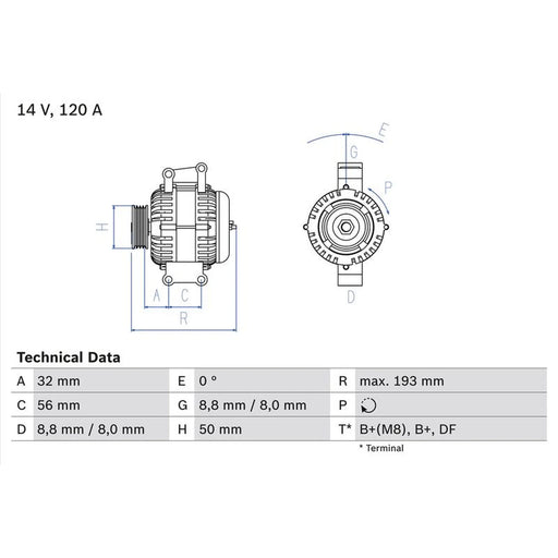 Bosch Car Alternator 12V 0 986 047 660